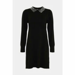 Wallis Tall Black Pearl Embellished Collar Knitted Dress For Female -Cheap Wallis Store unnamed file 1942