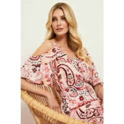 Wallis Red Paisley Tie Belt Jumpsuit For Female -Cheap Wallis Store unnamed file 1960