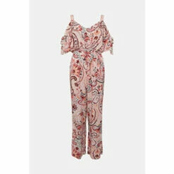 Wallis Red Paisley Tie Belt Jumpsuit For Female -Cheap Wallis Store unnamed file 1961