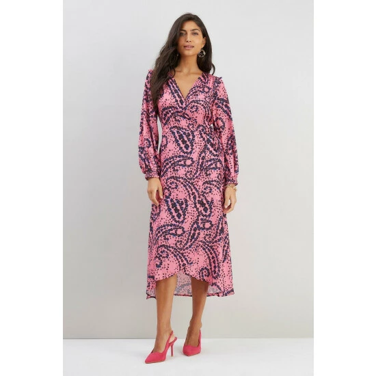 Wallis Pink Animal Print Wrap Dress For Female 3 Wallis Pink Animal Print Wrap Dress For Female