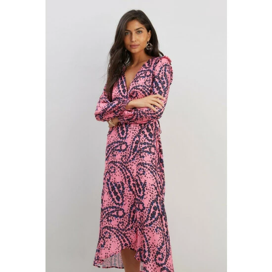 Wallis Pink Animal Print Wrap Dress For Female 4 Wallis Pink Animal Print Wrap Dress For Female - Image 2