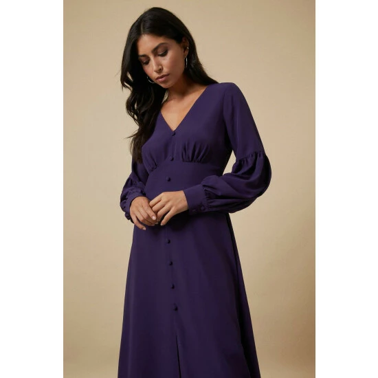 Wallis Plain Purple Prairie Volume Sleeve Dress For Female 4 Wallis Plain Purple Prairie Volume Sleeve Dress For Female - Image 2