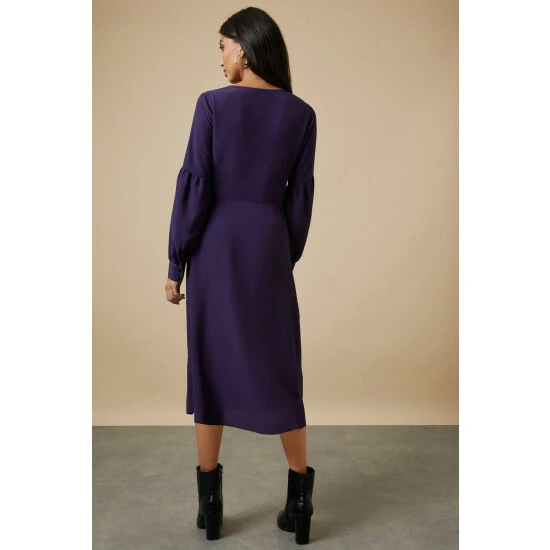 Wallis Plain Purple Prairie Volume Sleeve Dress For Female 5 Wallis Plain Purple Prairie Volume Sleeve Dress For Female - Image 3