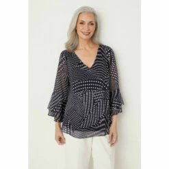 Wallis Tall Navy Patchwork Spot Floral Flute Sleeve For Female -Cheap Wallis Store unnamed file 201