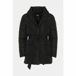 Wallis Black Shawl Neck Belted Puffer Coat For Female -Cheap Wallis Store unnamed file 2040