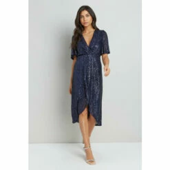 Wallis Sequin Twist Wrap Dress For Female