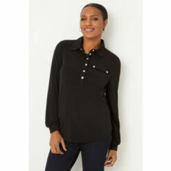 Wallis Black Jersey Pocket Shirt For Female