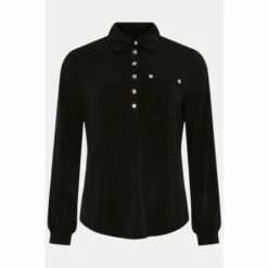 Wallis Black Jersey Pocket Shirt For Female -Cheap Wallis Store unnamed file 216