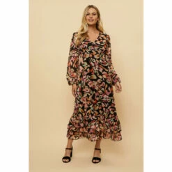 Wallis Petite Glitter Stripe Animal Midi Dress For Female