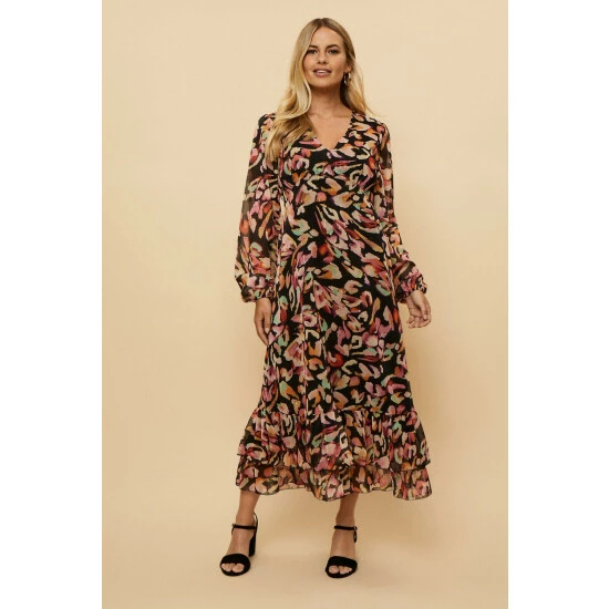 Wallis Petite Glitter Stripe Animal Midi Dress For Female 3 Wallis Petite Glitter Stripe Animal Midi Dress For Female