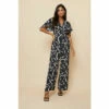 Wallis Mono Abstract Twist Angel Sleeve Jumpsuit For Female