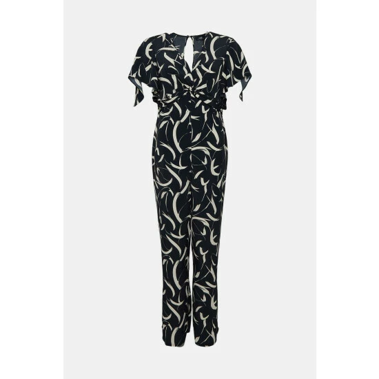 Wallis Mono Abstract Twist Angel Sleeve Jumpsuit For Female 7 Wallis Mono Abstract Twist Angel Sleeve Jumpsuit For Female - Image 5