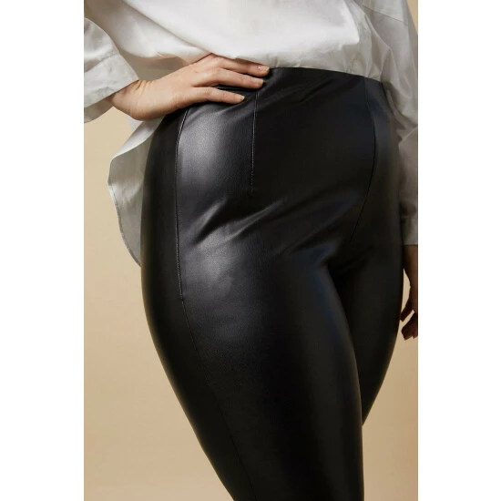 Wallis Curve Black Faux Leather Leggings For Female 6 Wallis Curve Black Faux Leather Leggings For Female - Image 4