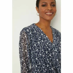 Wallis Navy Floral Mesh Wrap Top For Female -Cheap Wallis Store unnamed file 232