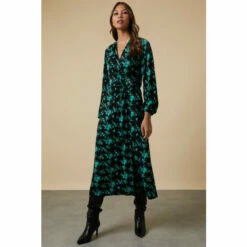 Wallis Green Stencil Floral Ring Detail Jersey Dress For Female -Cheap Wallis Store unnamed file 2351