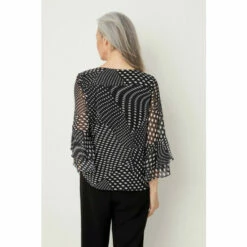 Wallis Black Patchwork Spot Floral Flute Sleeve For Female -Cheap Wallis Store unnamed file 2354