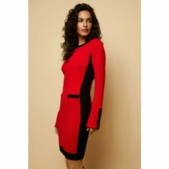 Wallis Tall Red Stud Trimmed Block Dress For Female
