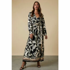 Wallis Tall Viscose Satin Wrap Belted Midi Dress For Female -Cheap Wallis Store unnamed file 2370