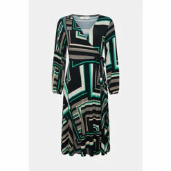 Wallis Petite Green Geo Jersey Wrap Midi Dress For Female -Cheap Wallis Store unnamed file 2406