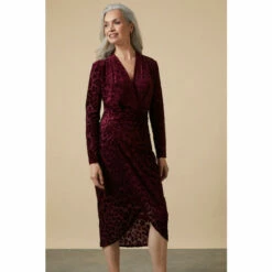 Wallis Berry Animal Devore Wrap Dress For Female