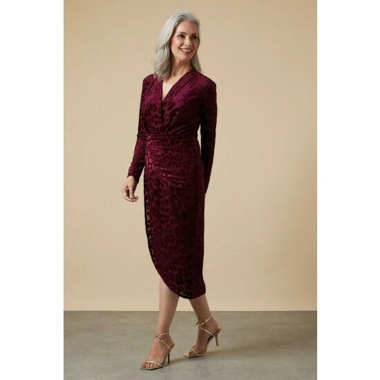 Wallis Berry Animal Devore Wrap Dress For Female 4 Wallis Berry Animal Devore Wrap Dress For Female - Image 2