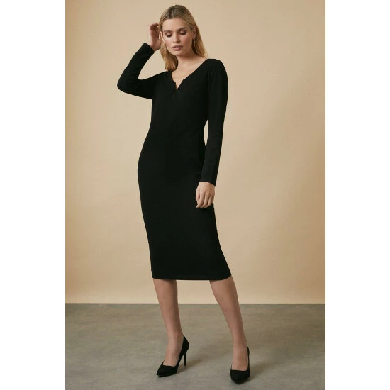 Wallis V Neck Long Sleeve Midi Dress For Female 8 Wallis V Neck Long Sleeve Midi Dress For Female - Image 6