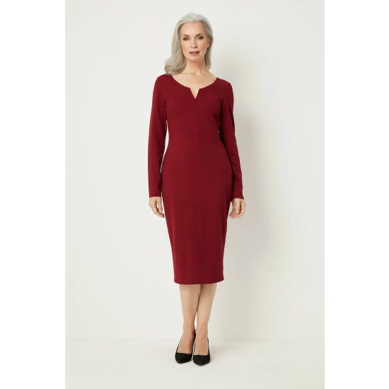 Wallis V Neck Long Sleeve Midi Dress For Female 9 Wallis V Neck Long Sleeve Midi Dress For Female - Image 7