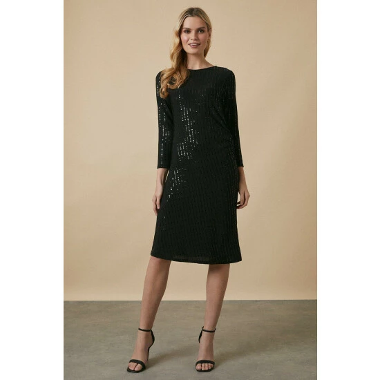Wallis Tall Sequin Ruched Side Shift Dress For Female 8 Wallis Tall Sequin Ruched Side Shift Dress For Female - Image 6