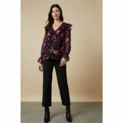 Wallis Berry Floral Frill Detail Button Down Blouse For Female