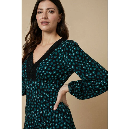 Wallis Green Abstract Lace Jersey Dress For Female 6 Wallis Green Abstract Lace Jersey Dress For Female - Image 4