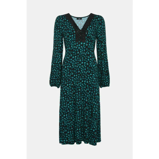 Wallis Green Abstract Lace Jersey Dress For Female 7 Wallis Green Abstract Lace Jersey Dress For Female - Image 5