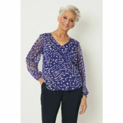 Wallis Petite Blue Animal Print Chiffon Blouse For Female -Cheap Wallis Store unnamed file 2594