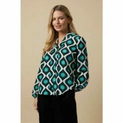 Wallis Petite Green Geo Tie Neck Blouse For Female -Cheap Wallis Store unnamed file 2625