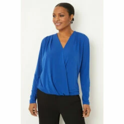 Wallis Cobalt Jersey Wrap Top For Female -Cheap Wallis Store unnamed file 263