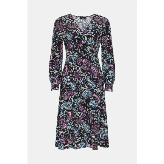 Wallis Blue Paisley Prairie Volume Sleeve Dress For Female 7 Wallis Blue Paisley Prairie Volume Sleeve Dress For Female - Image 5