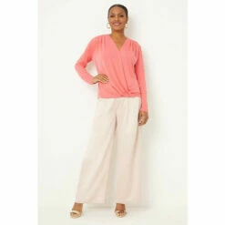 Wallis Pink Jersey Wrap Top For Female