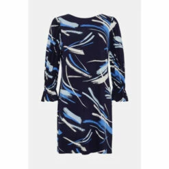 Wallis Blue Brushstroke Flute Sleeve Jersey Shift Dress For Female -Cheap Wallis Store unnamed file 2671