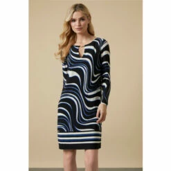 Wallis Black Swirl Border Print Jersey Shift Dress For Female