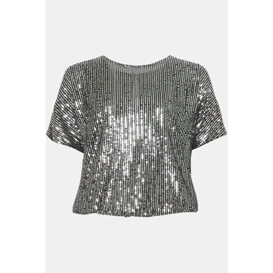 Wallis Sequin Cold Shoulder Top For Female 7 Wallis Sequin Cold Shoulder Top For Female - Image 5