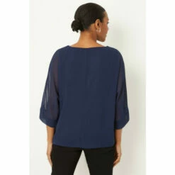 Wallis Navy V Neck Overlayer Top For Female -Cheap Wallis Store unnamed file 272