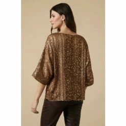 Wallis Gold Animal Foil Print Overlayer Top For Female -Cheap Wallis Store unnamed file 2721