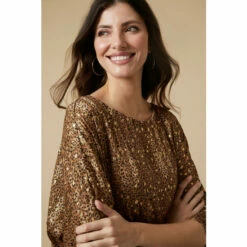 Wallis Gold Animal Foil Print Overlayer Top For Female -Cheap Wallis Store unnamed file 2722