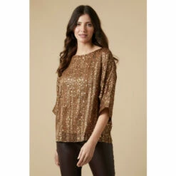 Wallis Gold Animal Foil Print Overlayer Top For Female -Cheap Wallis Store unnamed file 2724