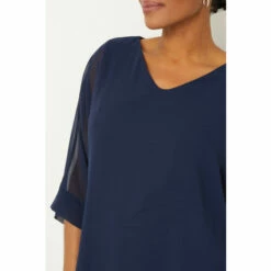 Wallis Navy V Neck Overlayer Top For Female -Cheap Wallis Store unnamed file 273