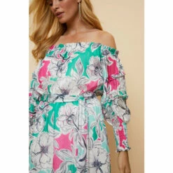 Wallis Green And Pink Floral Off Shoulder Dress For Female -Cheap Wallis Store unnamed file 2734