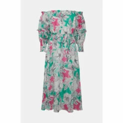 Wallis Green And Pink Floral Off Shoulder Dress For Female -Cheap Wallis Store unnamed file 2735