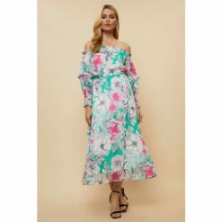 Wallis Green And Pink Floral Off Shoulder Dress For Female -Cheap Wallis Store unnamed file 2737