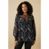 Wallis Curve Black Feather Lace Trim Detail Blouse For Female
