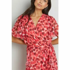 Wallis Pink Watercolour Foil Ruffle Front Dress For Female -Cheap Wallis Store unnamed file 2747