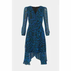 Wallis Blue Geometric Belted Wrap Dress For Female -Cheap Wallis Store unnamed file 2760